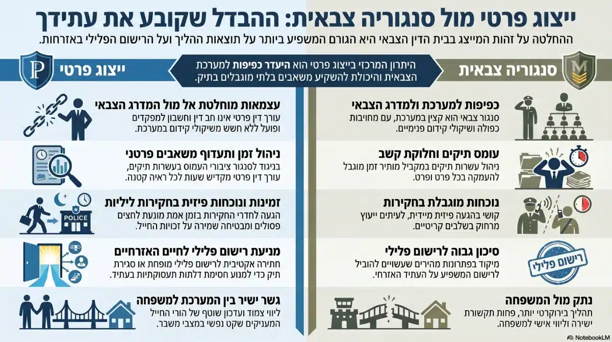 סנגור פרטי מול סנגוריה צבאית